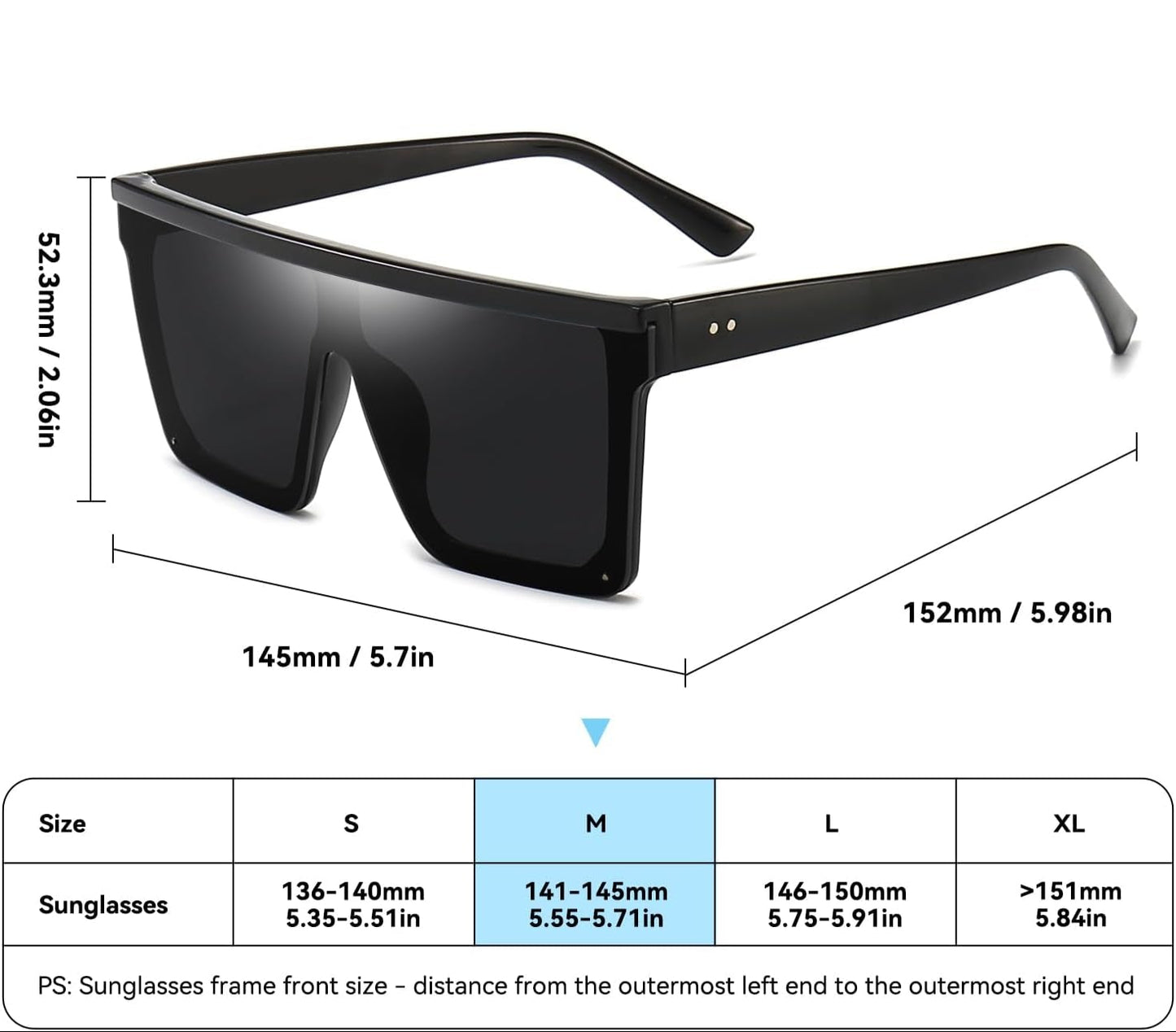 Square Oversized Sunglasses for Women Men Fashion Flat Top Big Black Frame Shades