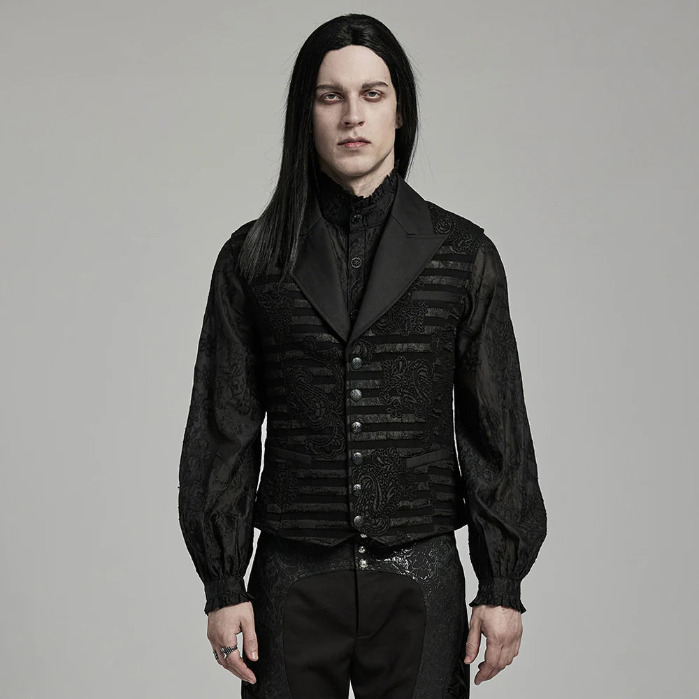 Striped Jacquard GOTH Waistcoat WY-1621MJM