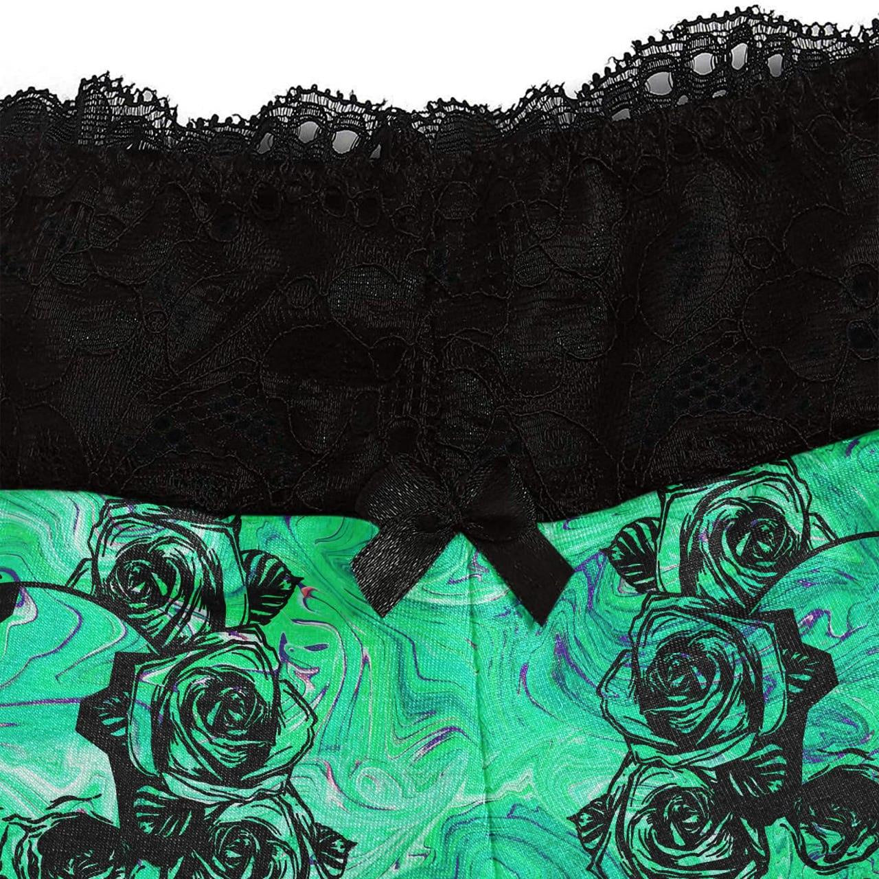 Skulls Roses Lace Lounge Comfort Soft Pajama Sleepwear Set