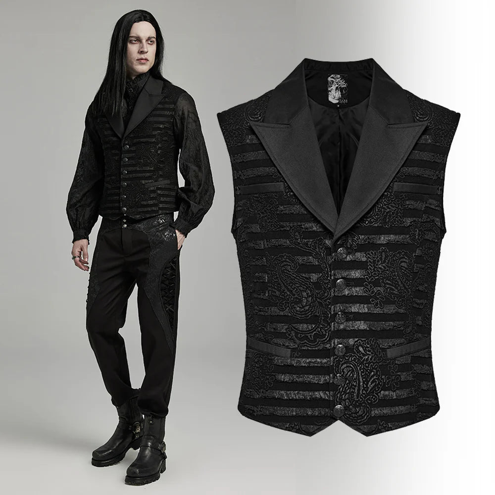 Striped Jacquard GOTH Waistcoat WY-1621MJM