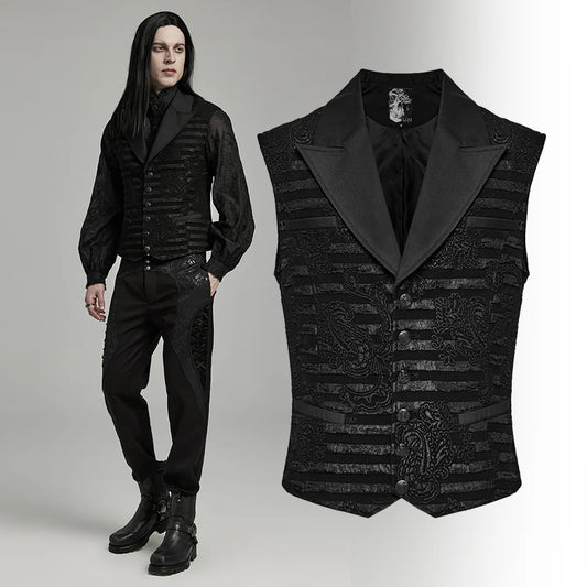 Striped Jacquard GOTH Waistcoat WY-1621MJM